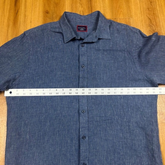 UNTUCKit Men's Chambray Blue Button-Down Shirt 100% Linen Size L - Picture 6 of 9